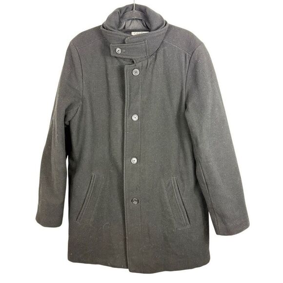 Calvin Klein black pea coat with zipper - Picture 1 of 9